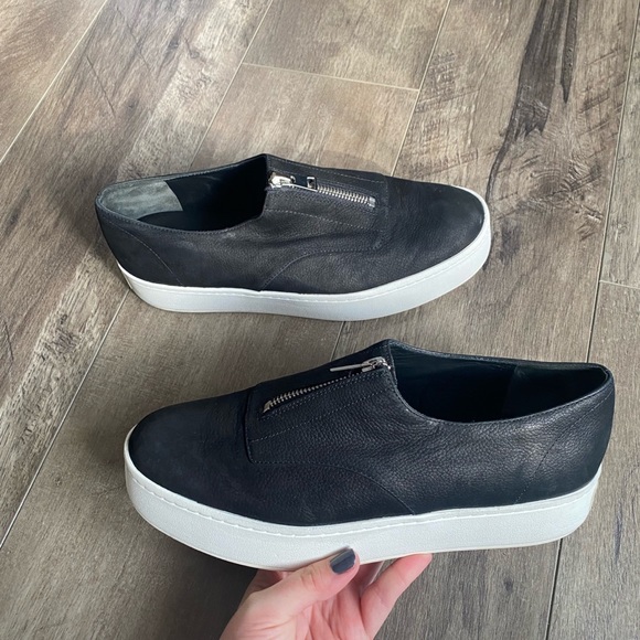 Vince Shoes - Vince Warner Platform Sneaker Leather Zipper Black 7.5 NWOB